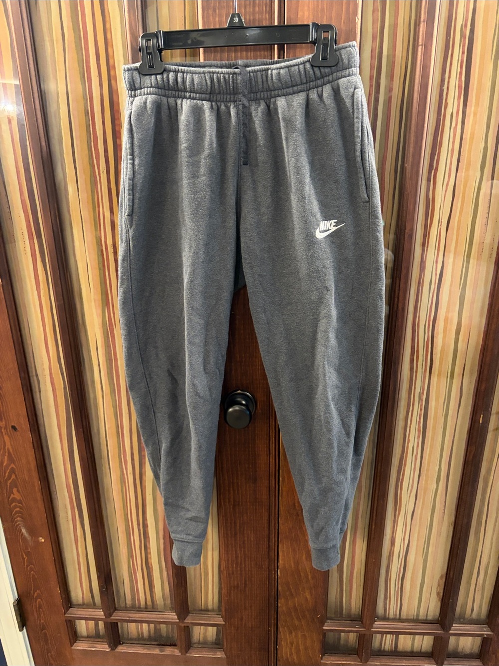 Nike Gray Fleece Joggers with White Swoosh